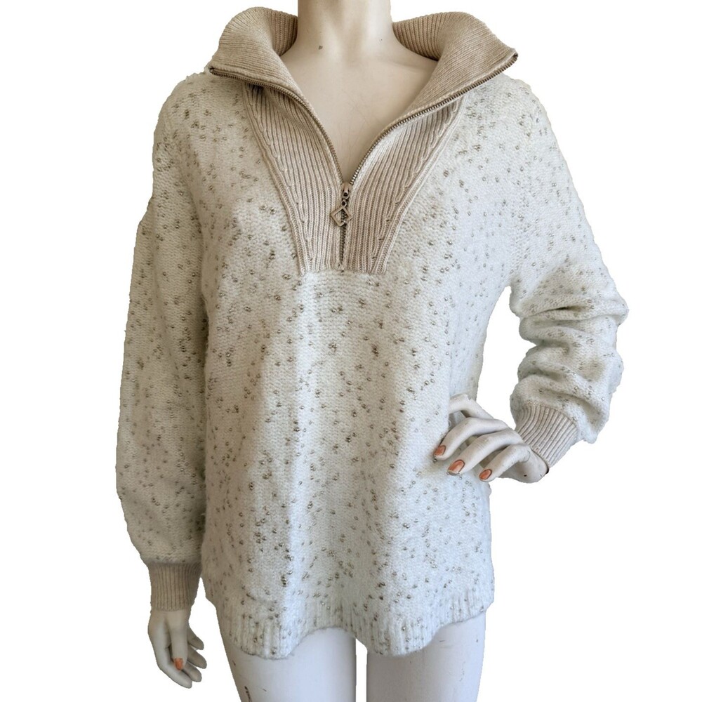 SOFT SURROUNDINGS Sweater NWT Ecru Gold Long Sleeve Oversized Top Size XS